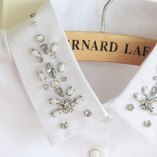 Chiffon Rhinestone Fake Collar Shirt Women's Shawl