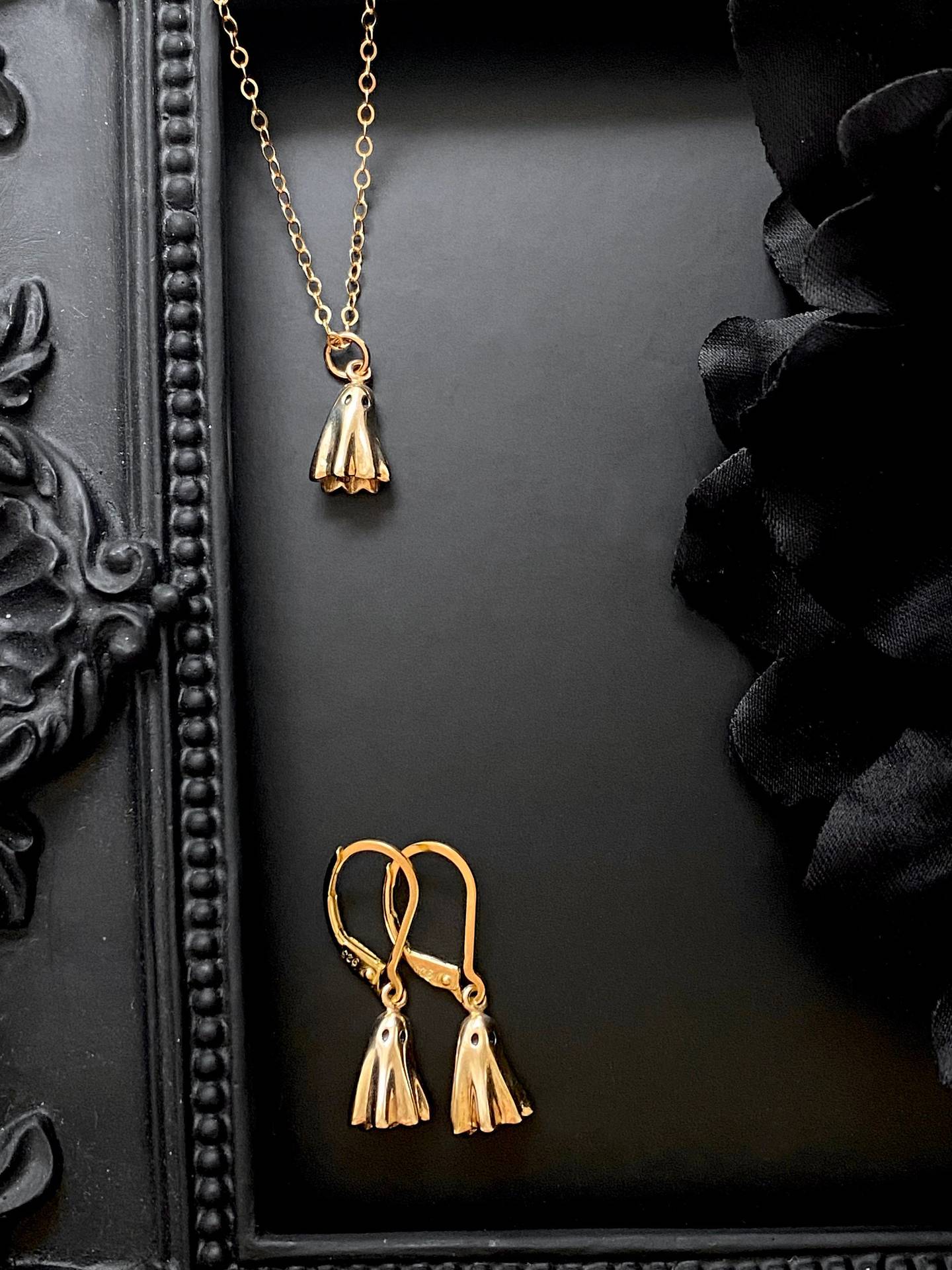 18K Gold & Small Plated Ghost Ghost Pendant Necklace