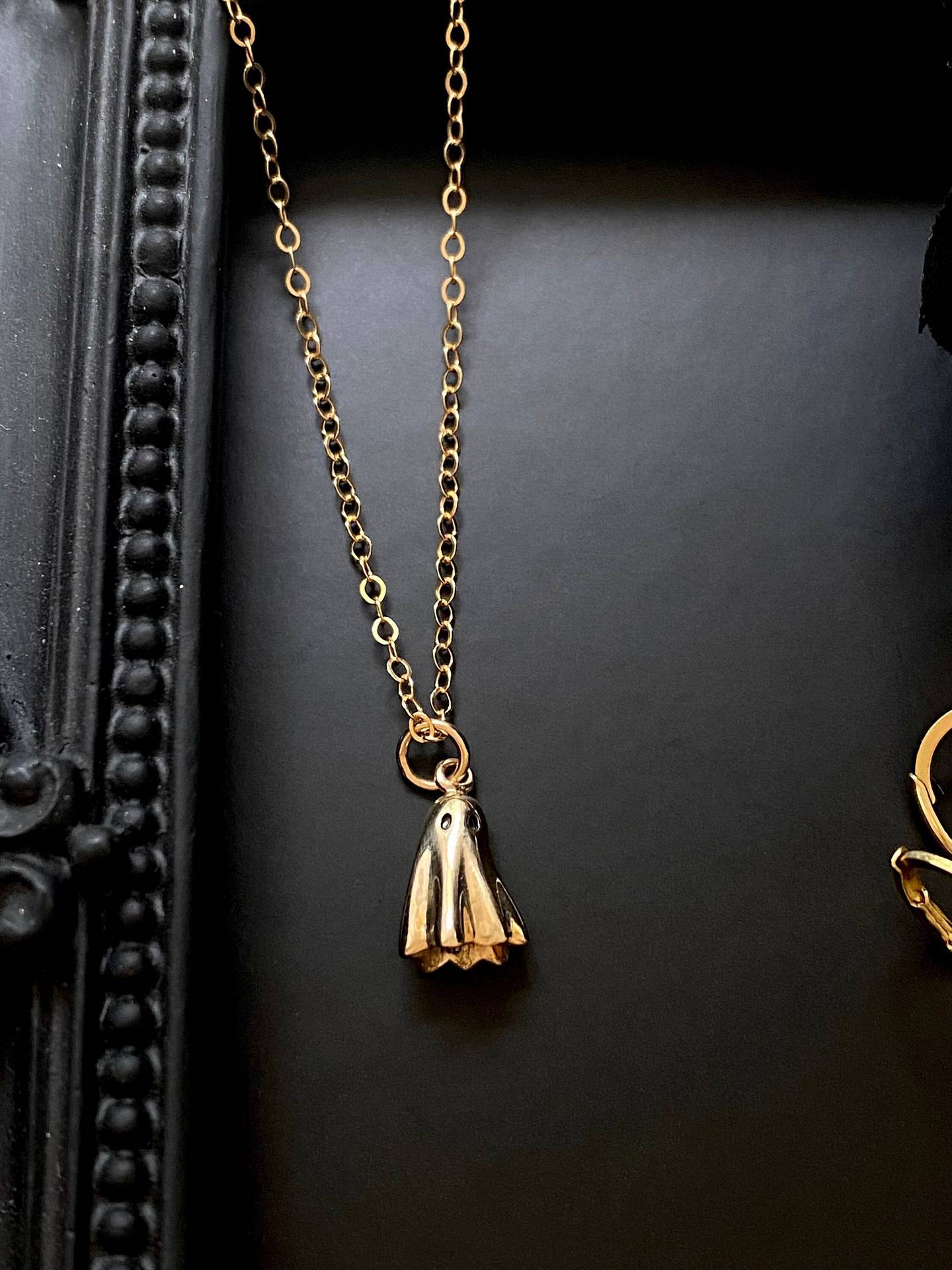 18K Gold & Small Plated Ghost Ghost Pendant Necklace