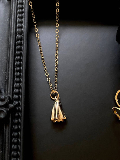 18K Gold & Small Plated Ghost Ghost Pendant Necklace