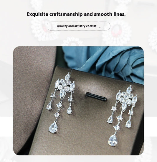 Bridal Zircon 3A Necklace Earrings Four-Piece Set