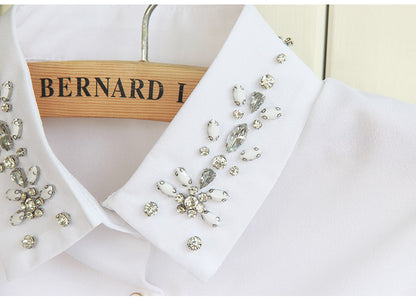 Chiffon Rhinestone Fake Collar Shirt Women's Shawl