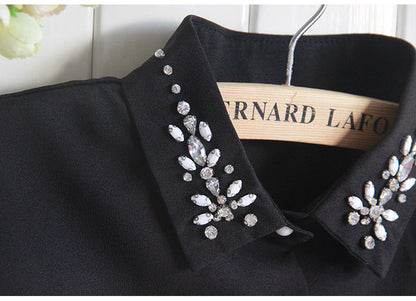 Chiffon Rhinestone Fake Collar Shirt Women's Shawl