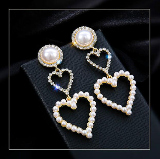 Pearl Rhinestone Drop Earrings